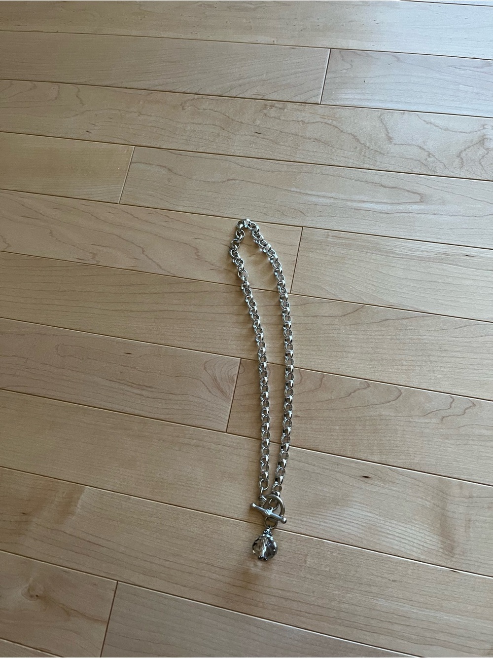 Silver Chain Necklace with Crystal Pendant - Women Accessories
